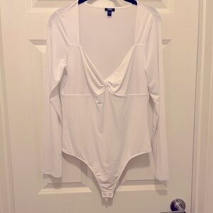 Express White Twist Front Bodysuit